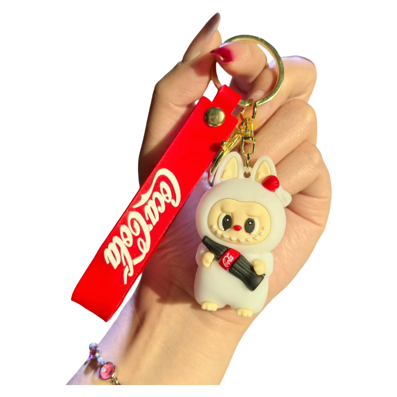 Labubu Cola Shape Silicone Keychain With Various Character Designs
