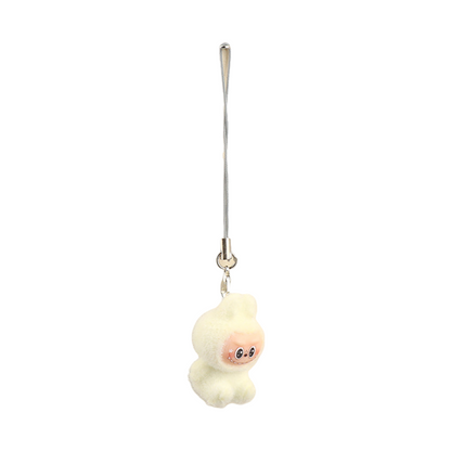 Flocked Labubu Keychain Plushie Bag Charm Gift Keyring for Purse & Backpack