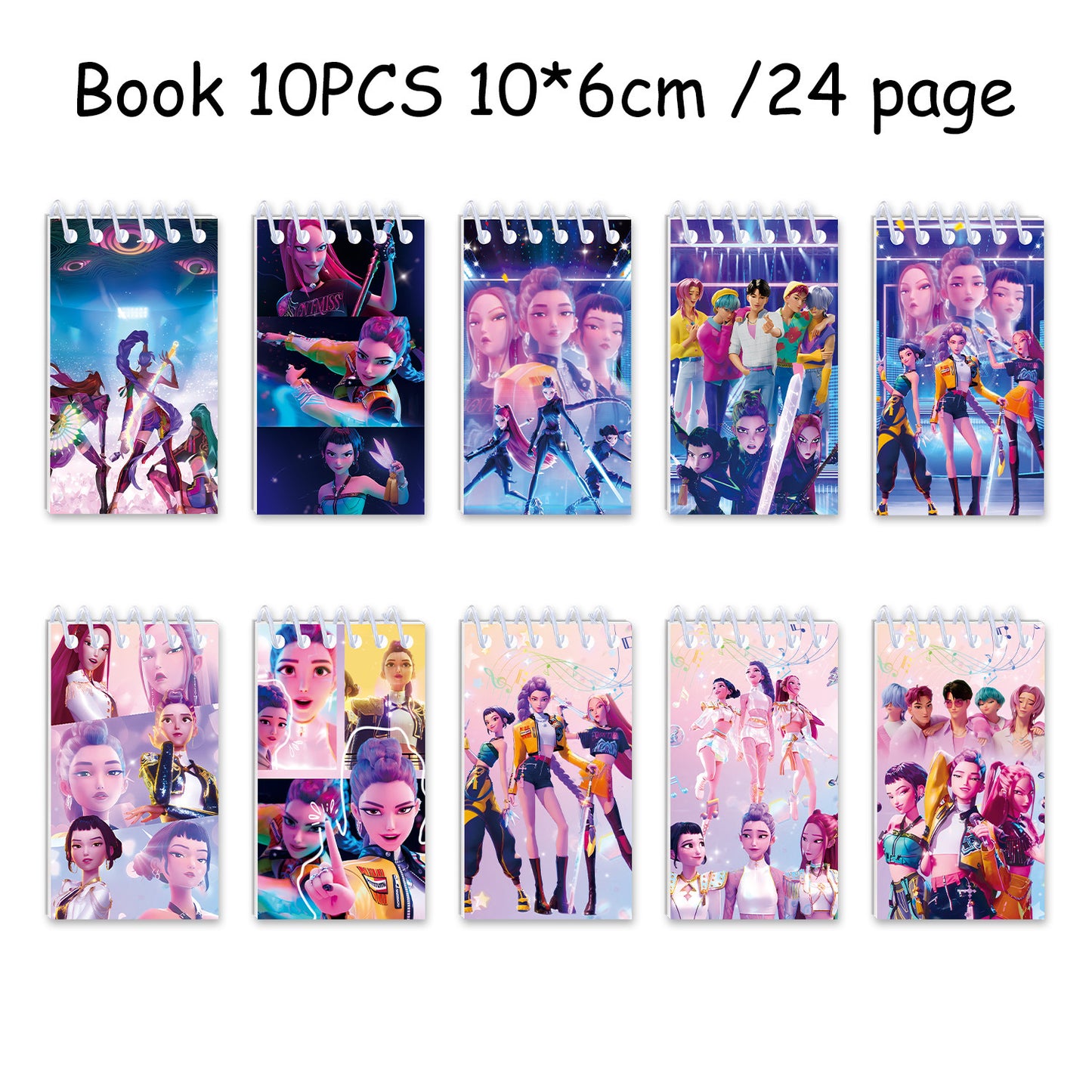 K-Pop Demon Hunters Spiral Notebook Set, Cartoon Journal Planner Notepad for Students and Fans