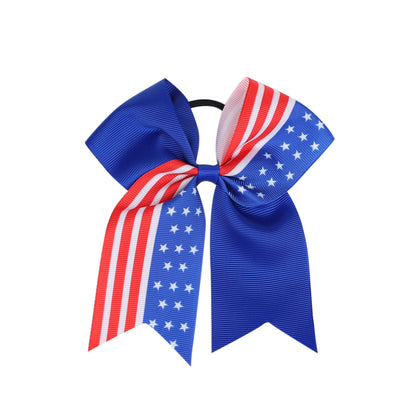 Kids Patriotic Hair Elastics Red White Blue American Flag Hair Ties