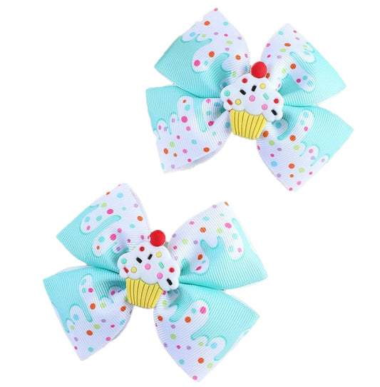 Printed Bow Hair Clips for Kids 3 Colors Cake Decor
