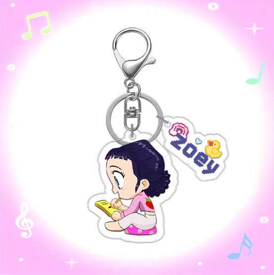 Kpop Demon Hunters Anime Keychain Set 2PCS Acrylic Girl Group Pendants for Bags & Backpacks