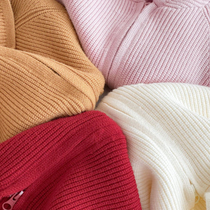 Girls’ Solid Color Hooded Knit Zip-Up Cardigan Fall Winter Warm Raglan Sweater Toddlers & Kids