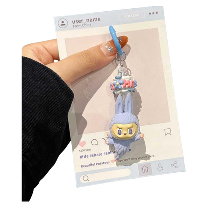 Labubu Lazy Yoga Series Plush Phone Strap – Trendy Bag & Phone Charm