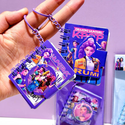 K-POP Girl Group Themed Coil Notebooks with Keychain – Colorful Cartoon Stationery Set