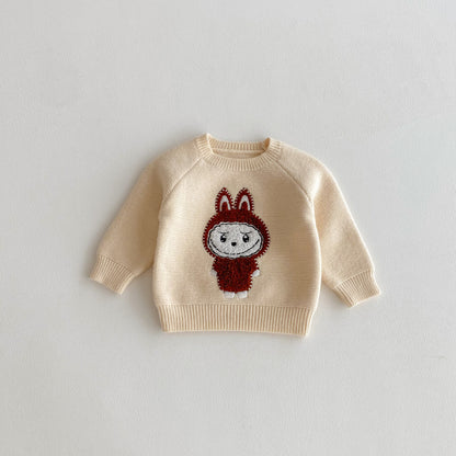 Labubu Pattern 2025 Fall/Winter Kids Cartoon Knit Sweater Unisex Crewneck Pullover