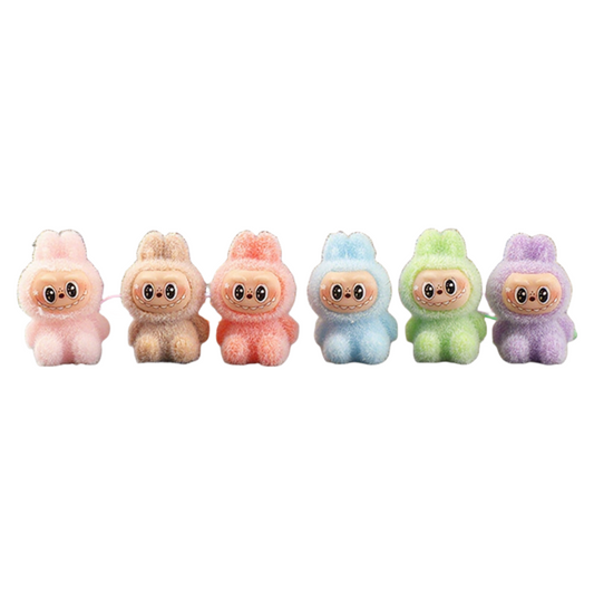Flocked Labubu Keychain Plushie Bag Charm Gift Keyring for Purse & Backpack
