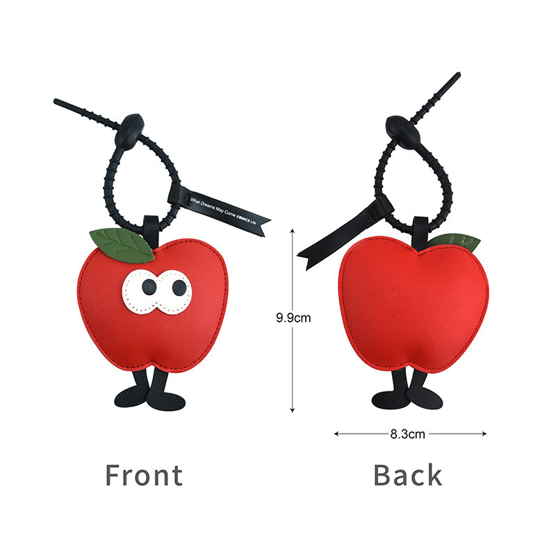 Christmas Tree Apple Star Keychain Creative PU Leather Pendant Ornament New Year