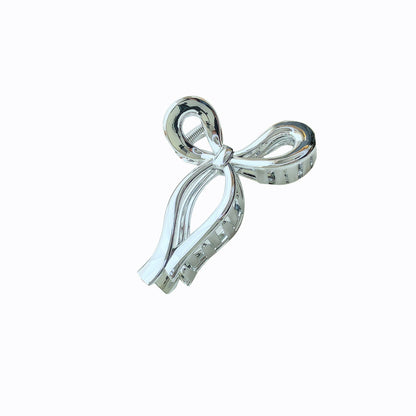 Silver Metal Hair Claw Clips Elegant Bow & Floral Designs