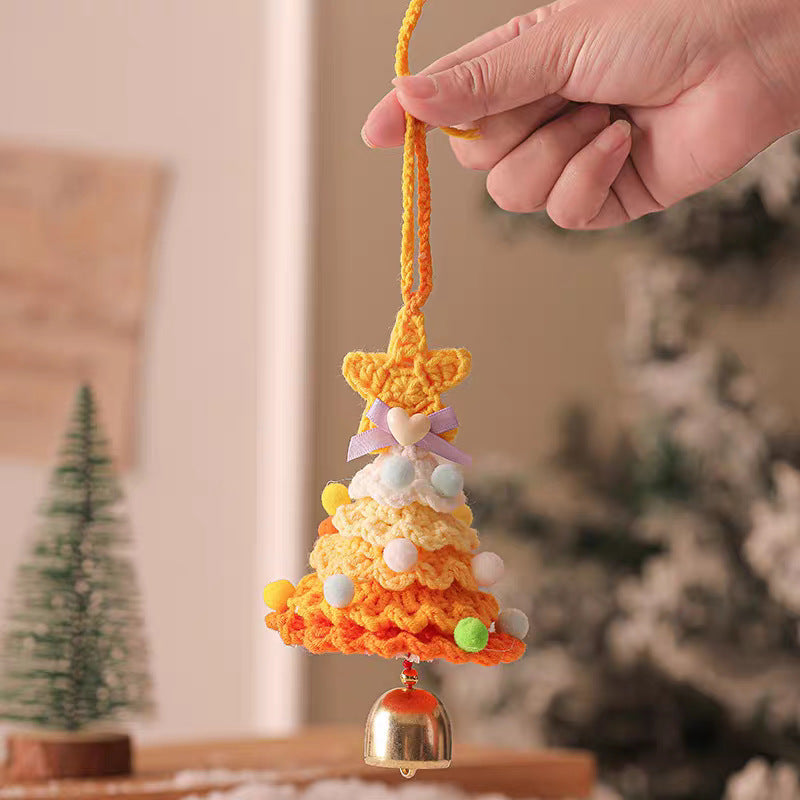 Plush Christmas Bell Ornaments Crochet Christmas Tree Mini Decor & Car Hanging