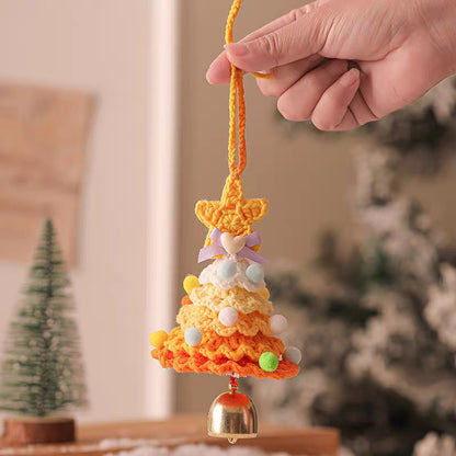 Plush Christmas Bell Ornaments Crochet Christmas Tree Mini Decor & Car Hanging