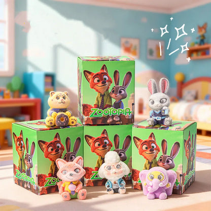 Zootopia Nick Judy Cartoon Blind Box Keychain Flocked Figures Surprise Collectible Toys for Kids