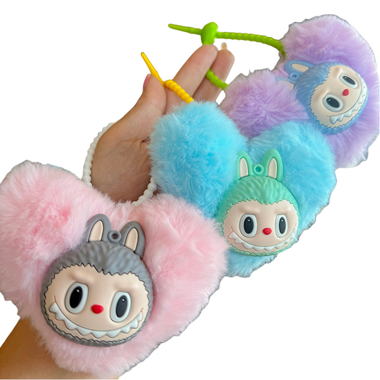 Lalububu Plush Keychain Heart-Shape Bag & Car Key Accessory