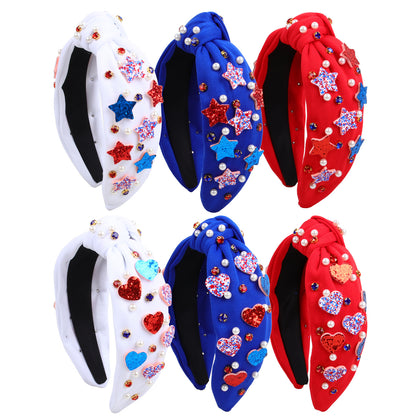 Patriotic Vibrant Knot Headband Flag Hair 6 Colors