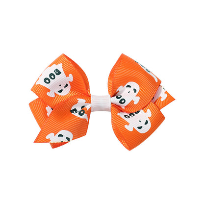 Halloween Fall Pumpkin Face Ghost Corn Spider Hair Clips Bow Hairpins Girls