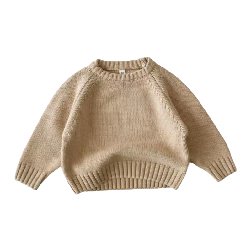 Cozy Kids Oversized Knit Sweater Unisex Toddler & Baby Pullover, Vintage Style Winter Warm Jumper