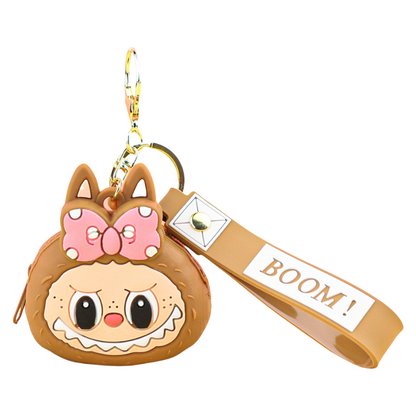 Labulu Bow Boom Coin Purse Keychain Silicone Wallet Charm 6 Colors