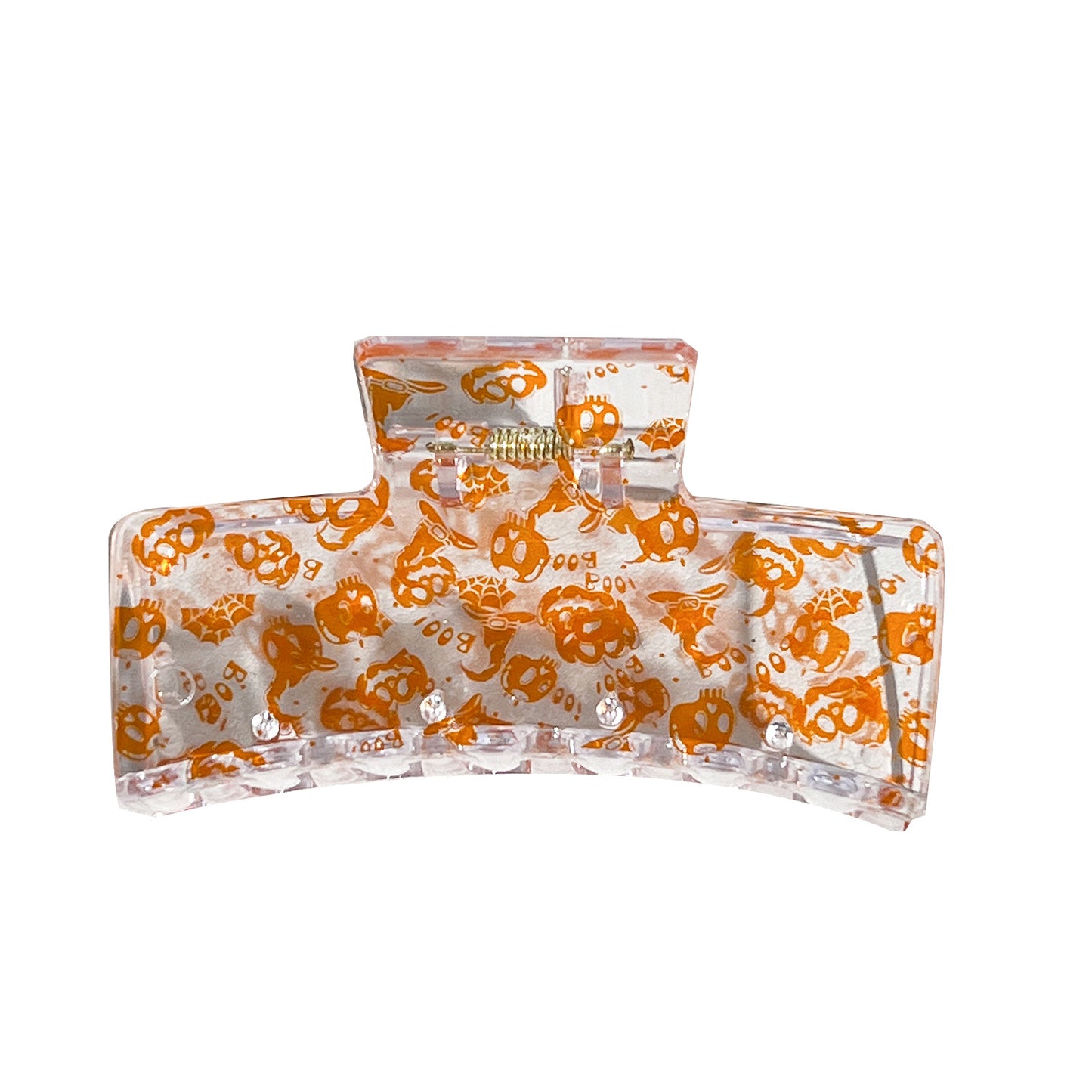 Halloween Pumpkin Bat Print Hair Claw Clip Square Shark Jaw Clip for Bun & Updo Hairstyles