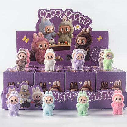 Labubu Flocked Vinyl Figure Collectible Toy Blind Box Surprise Trendy Desk Decor 12Pcs