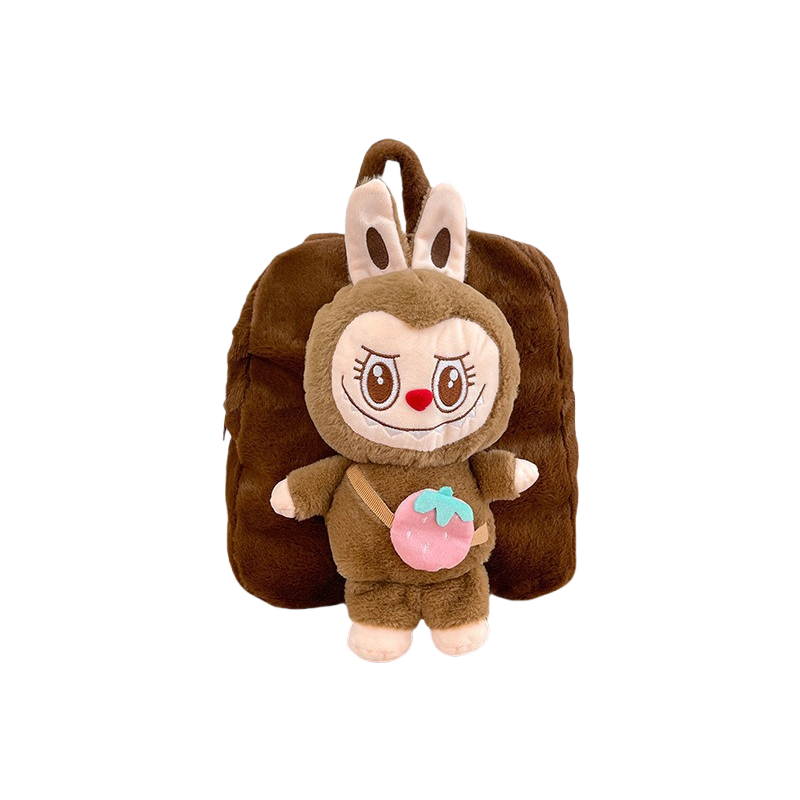 Labubu Strawberry Soft Plush Backpack Character Doll School Bag