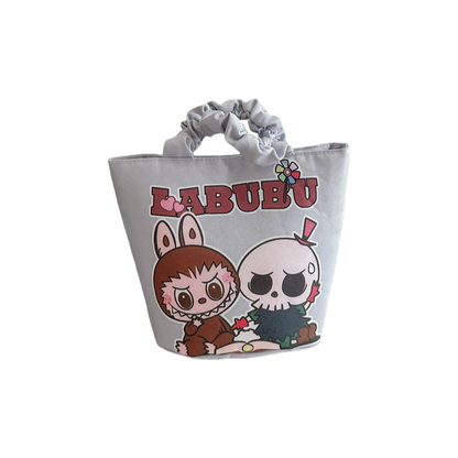 Labubu Cartoon Canvas Tote Bag Handheld Purse with Magnetic Closure