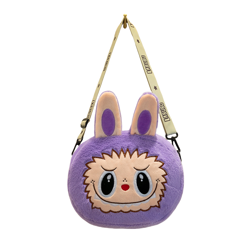 Kids Girls Labubu Soft Plush Crossbody Character Doll Bag