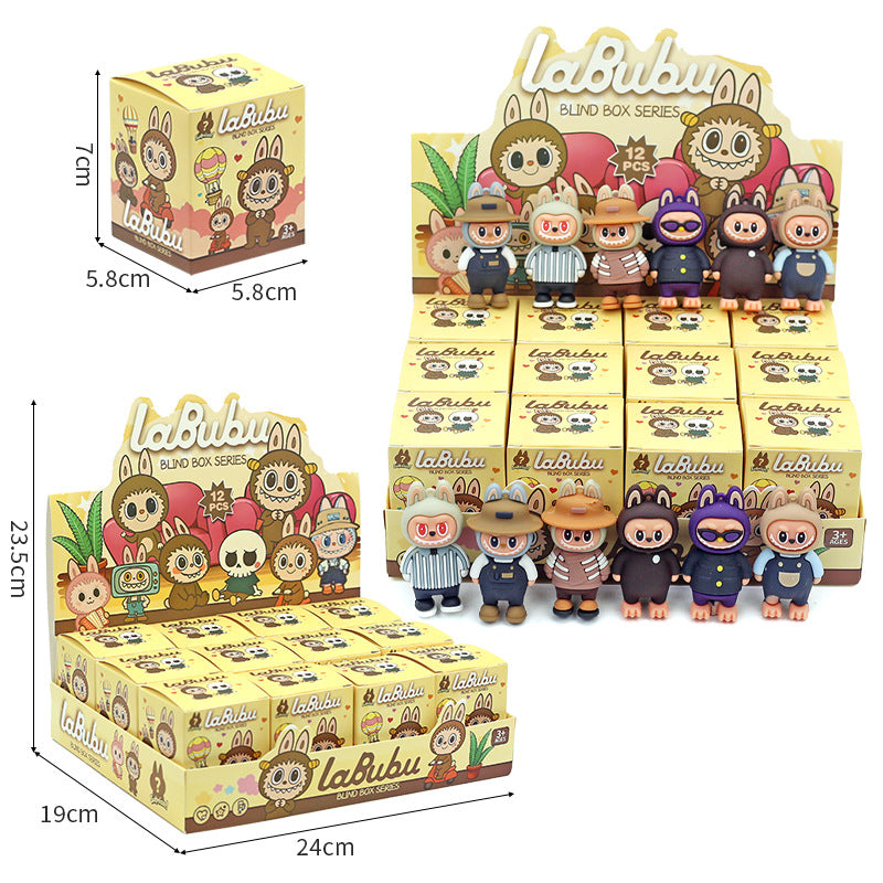 Labubu Blind Box Car Dashboard Ornament Figure Cute Phone Decoration Collectible Toy 12pcs