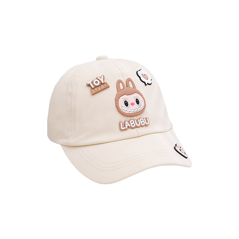 Labubu Kids Baseball Cap with 3D Silicone Patches Adjustable Hat in 4 Colors