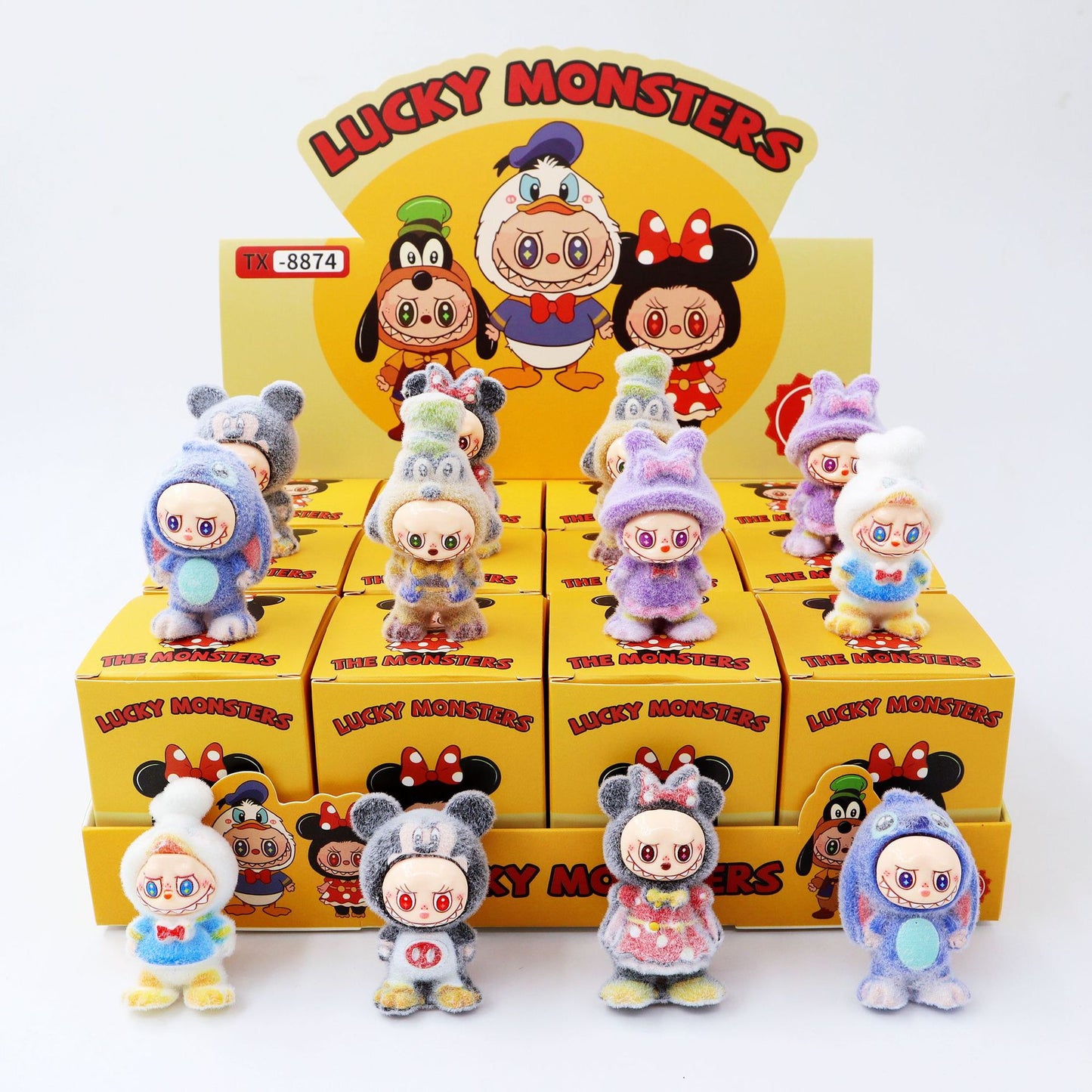 Labubu Flocked Vinyl Figure Collectible Toy Blind Box Surprise Trendy Desk Decor 12Pcs
