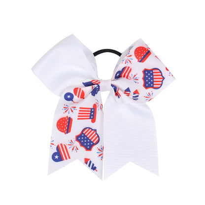 Kids Patriotic Hair Elastics Red White Blue American Flag Hair Ties