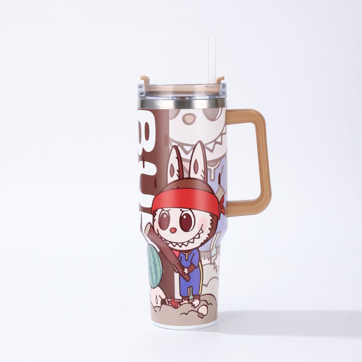 Labubu 40oz Insulated Tumbler with Handle and Straw Car Travel Mug, Hot & Cold Stainless Steel Cup