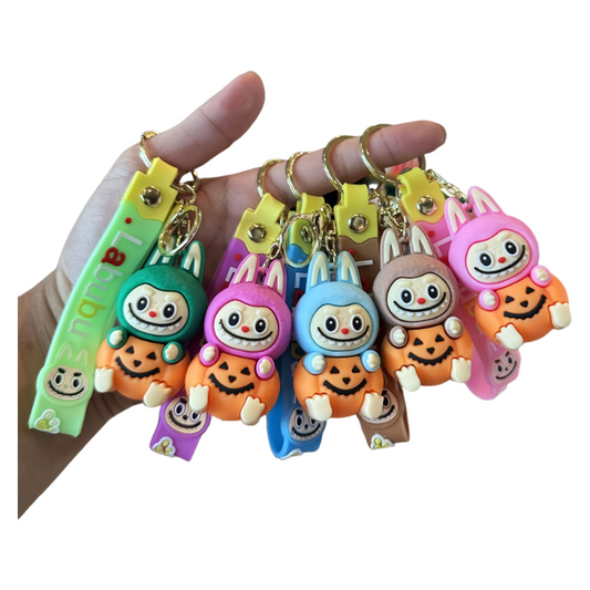 Labubu Halloween Pumpkin Silicone Keychain With Various Character Designs