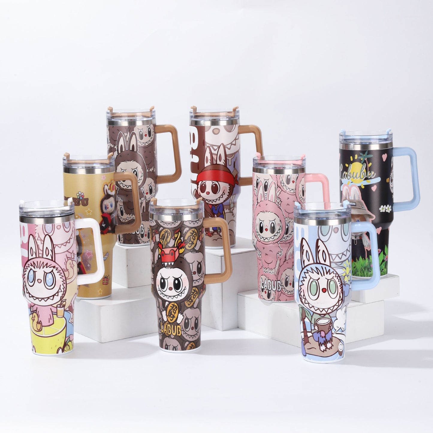Labubu 40oz Insulated Tumbler with Handle and Straw Car Travel Mug, Hot & Cold Stainless Steel Cup