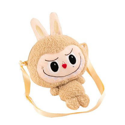 Kids Girls Labubu Soft Plush Crossbody Character Doll Bag