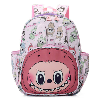 Labubu Print Large Zipper Backpack Back To School Bag Kindergarten Gift