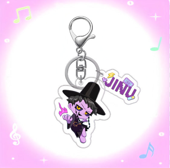 Kpop Demon Hunters Anime Keychain Set 2PCS Acrylic Girl Group Pendants for Bags & Backpacks