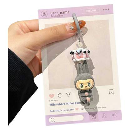 Labubu Lazy Yoga Series Plush Phone Strap – Trendy Bag & Phone Charm