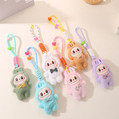 LABUBU Plush Keychain – Cute Cartoon Doll with Lanyard, Bag Charm & Key Holder