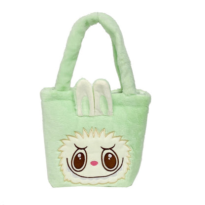 Labubu Plush Cartoon Tote Bag Soft Adorable Solid Handbag
