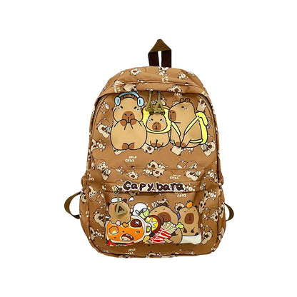 Capybara Print Trendy Print Large Backpack Back To School Bag