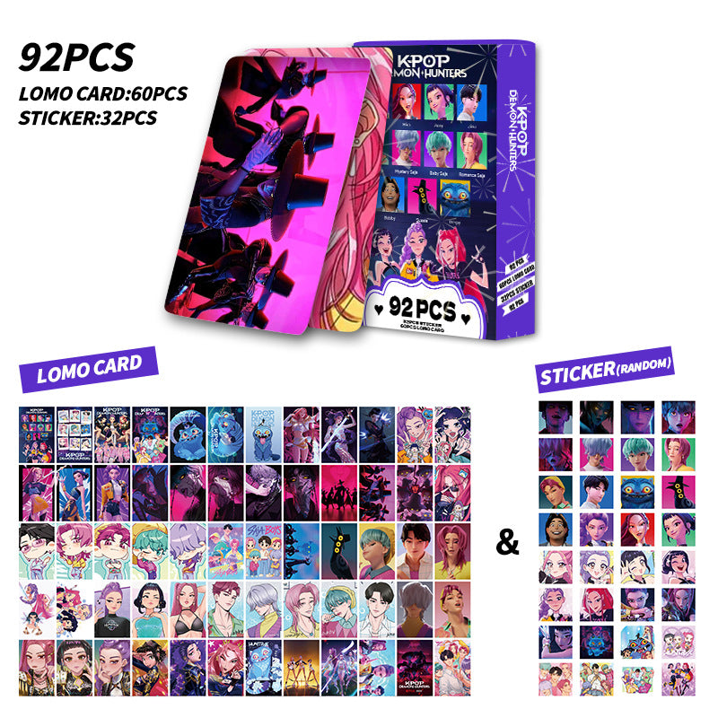 Kpop Demon Hunters Holographic Photocard Set Double-Sided LOMO Cards Mini Stickers & Collectible Flash Cards