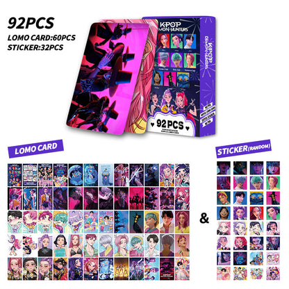 Kpop Demon Hunters Holographic Photocard Set Double-Sided LOMO Cards Mini Stickers & Collectible Flash Cards