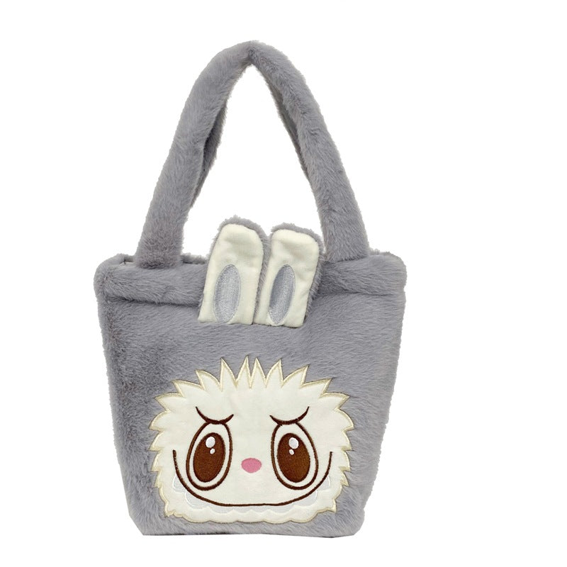 Labubu Plush Cartoon Tote Bag Soft Adorable Solid Handbag