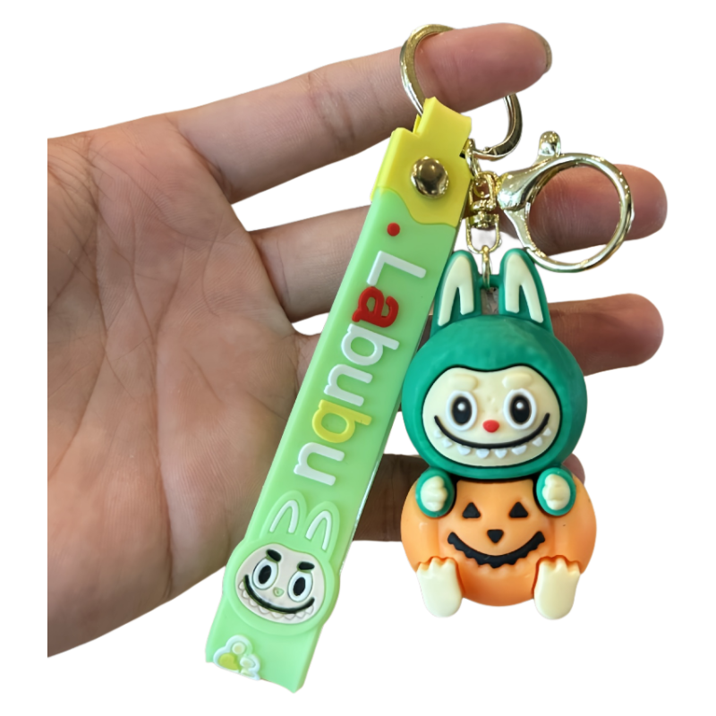 Labubu Halloween Pumpkin Silicone Keychain With Various Character Designs