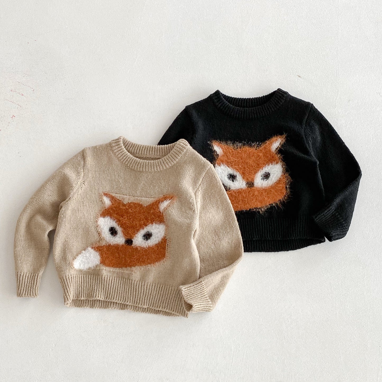 Fall Winter Kids Sweater – Cute Fox Cartoon Knit Pullover Warm Tops for Boys and Girls