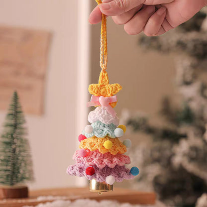 Plush Christmas Bell Ornaments Crochet Christmas Tree Mini Decor & Car Hanging