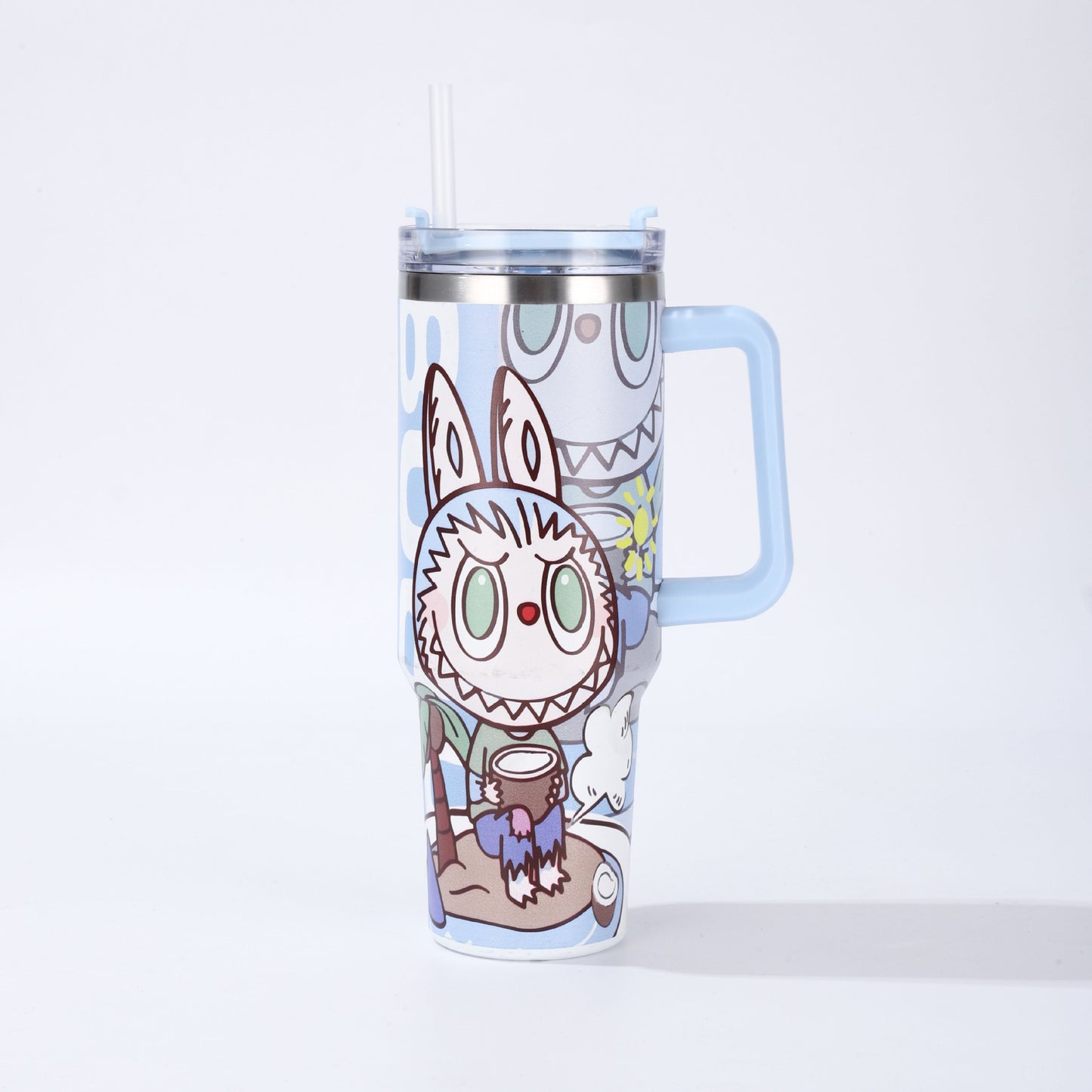Labubu 40oz Insulated Tumbler with Handle and Straw Car Travel Mug, Hot & Cold Stainless Steel Cup
