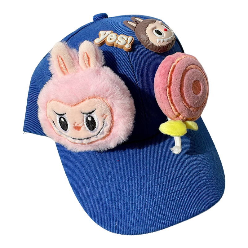 Labubu Plush Decor Cartoon Animal Silicone Baseball Cap – Parent-Child Sun Hat with Wide Brim
