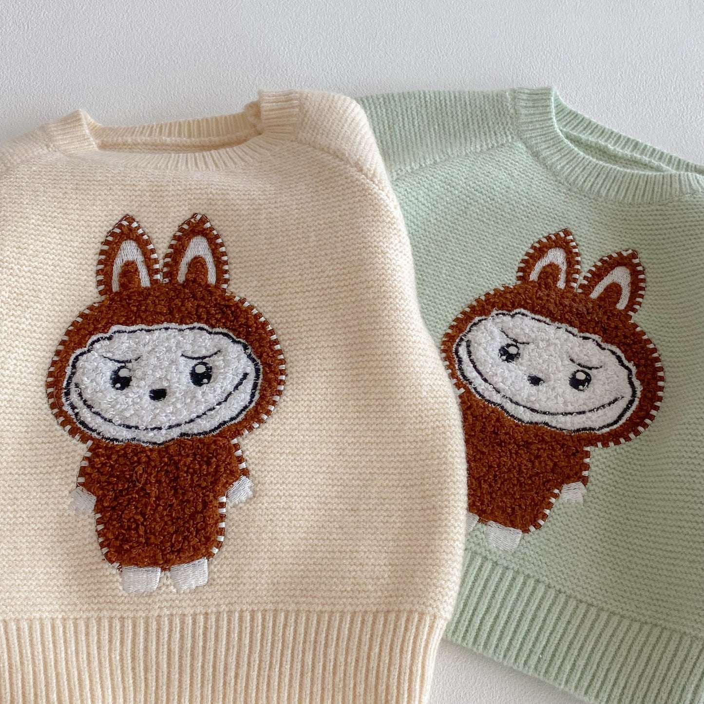 Labubu Pattern 2025 Fall/Winter Kids Cartoon Knit Sweater Unisex Crewneck Pullover