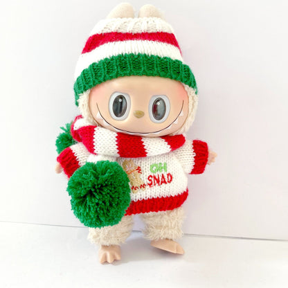 17cm Labubu Christmas Doll Outfit Bow Headwear Costume